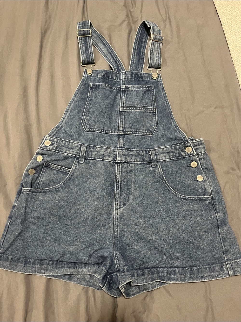 Forever 21 Denim Short Overalls - Blue